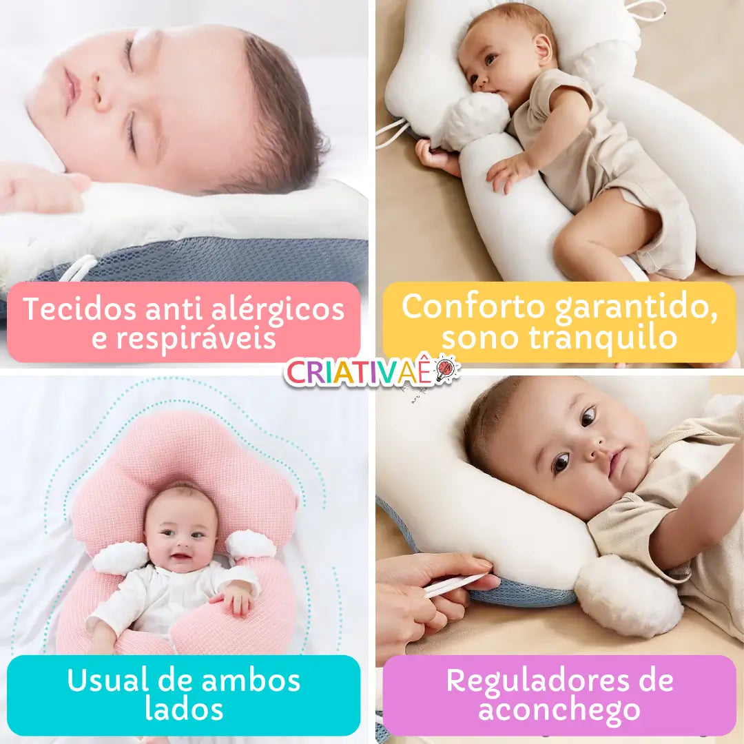Aconcheguinho - Travesseiro anatômico para bebês premium e antialérgico Aconcheguinho - Travesseiro anatômico para bebês premium e antialérgico Criativaê