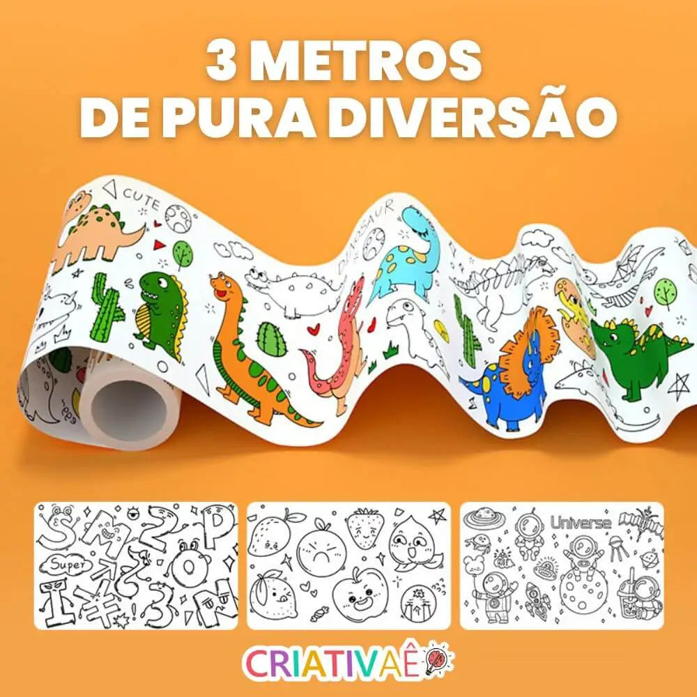Bobina Criativa de Desenhos (3 Metros e mais de 1000 Desenhos) + Brinde Exclusivo 3+ Criativaê