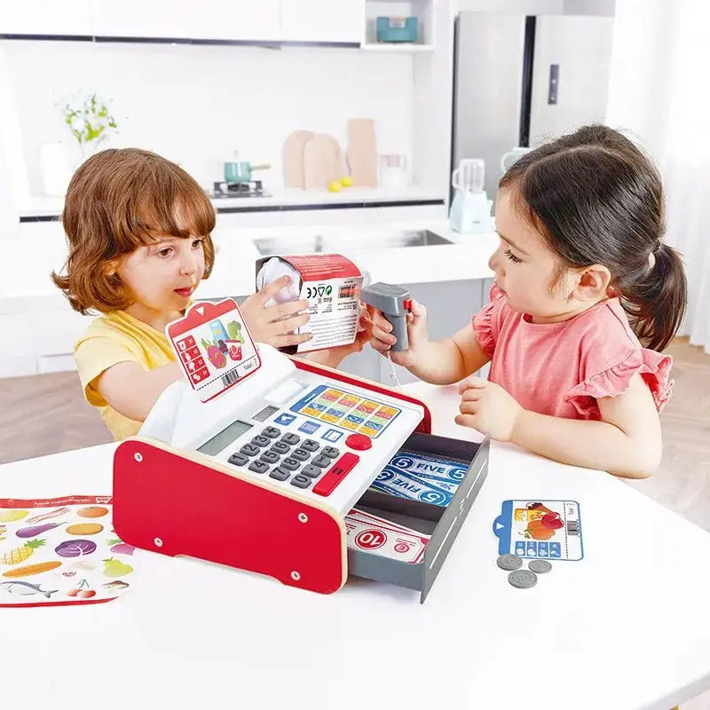 Caixa Registradora Infantil Educativa com Calculadora Solar, Scanner Luminoso e Acessórios – Hape