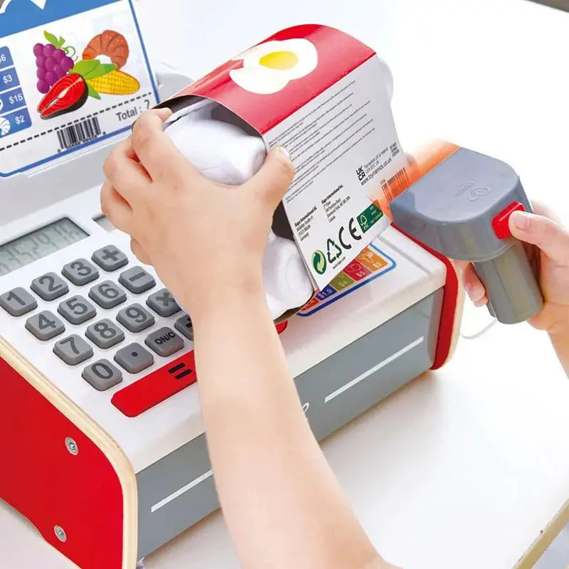 Caixa Registradora Infantil Educativa com Calculadora Solar, Scanner Luminoso e Acessórios – Hape