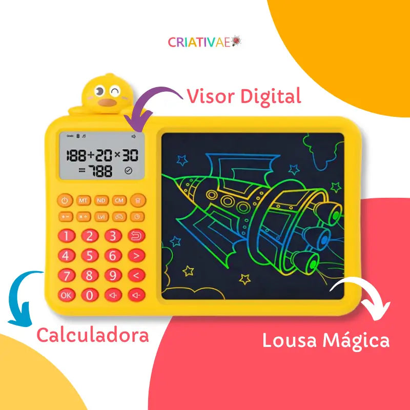 Lousa Mágica Infantil com Calculadora Educativa 2 em 1 | CRIATIVAE