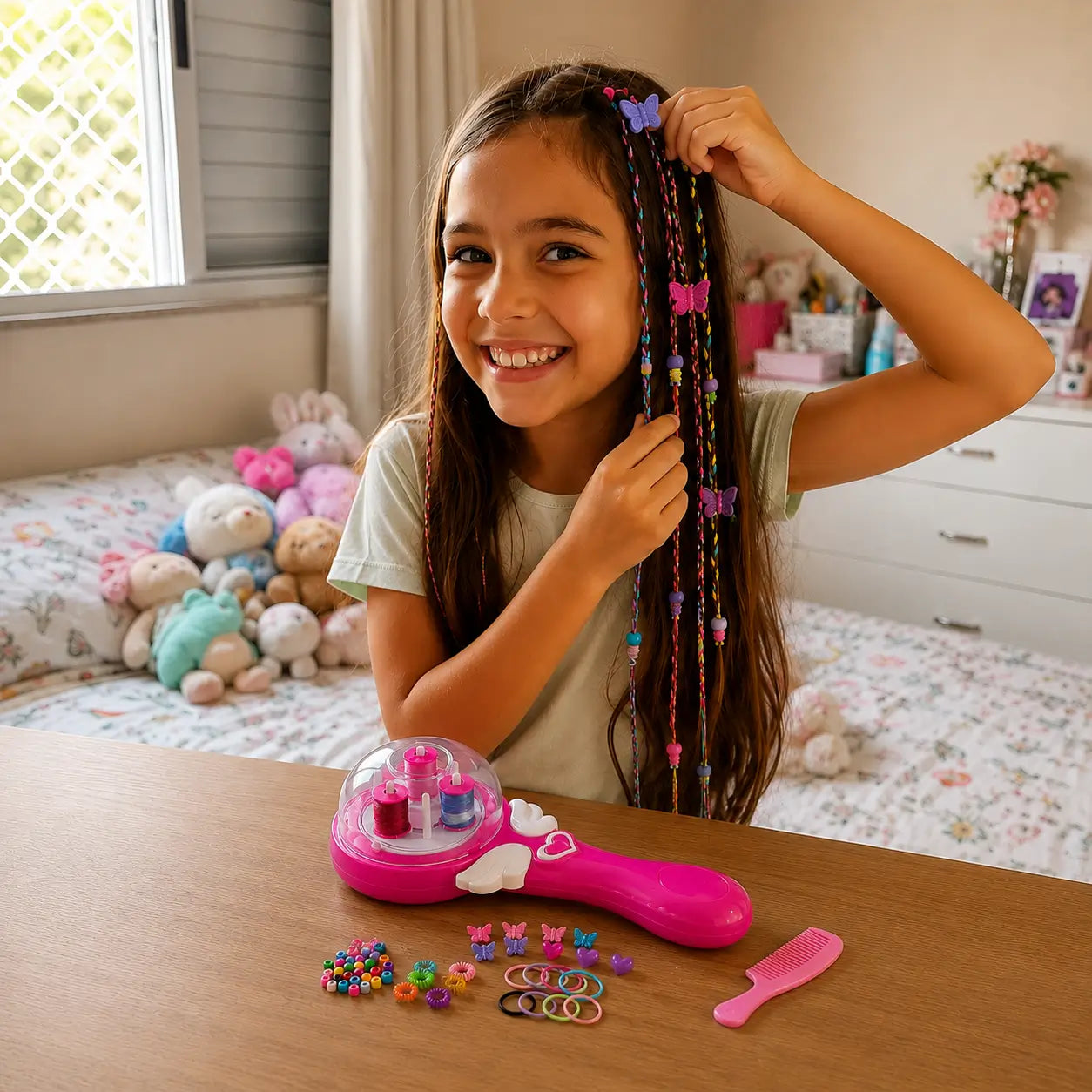 Depois — Tererê Twist Criativaê - Decorador de Cabelos Infantil com Linhas Coloridas