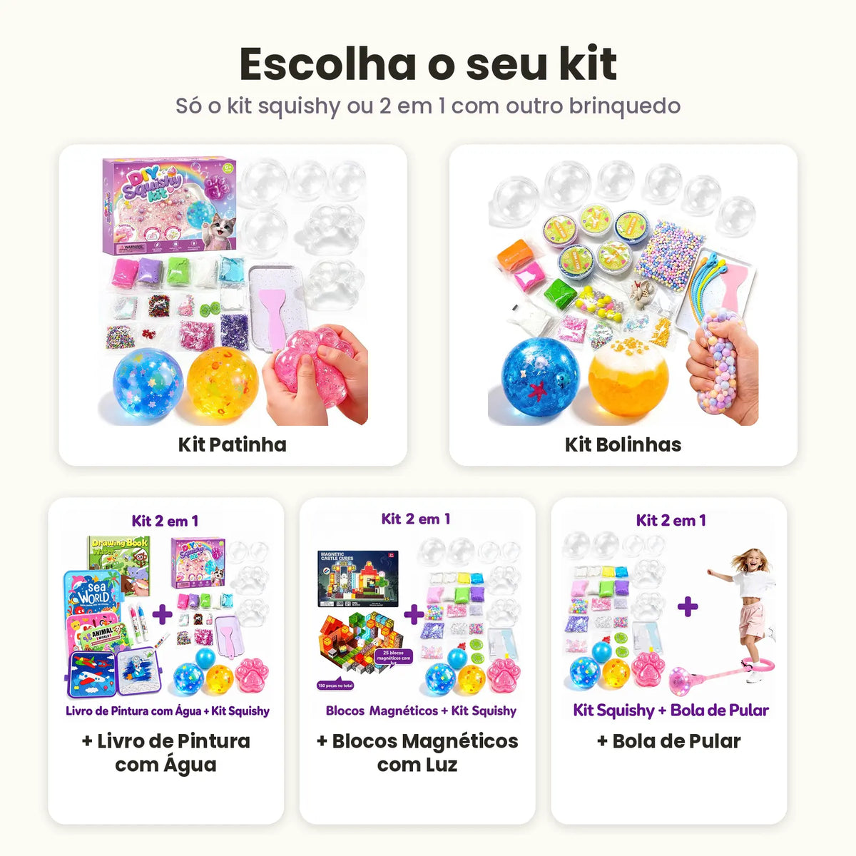 Escolha o seu kit: Kit Patinha, Kit Bolinhas ou kits 2 em 1