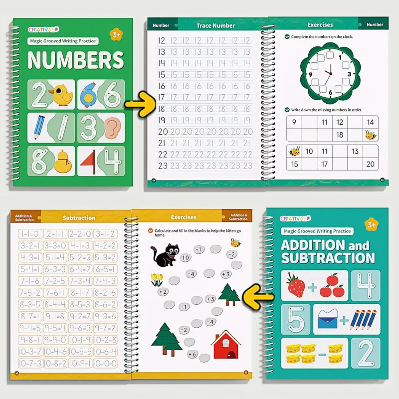 Caderno Mágico Educativo Reutilizável 6 em 1 – Aprendizado Divertido e Sustentável | CRIATIVAE