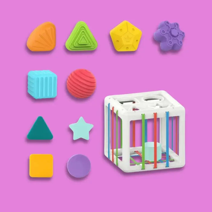 Cubo Geometric - Brinquedo Desenvolvimento Sensorial Montessori