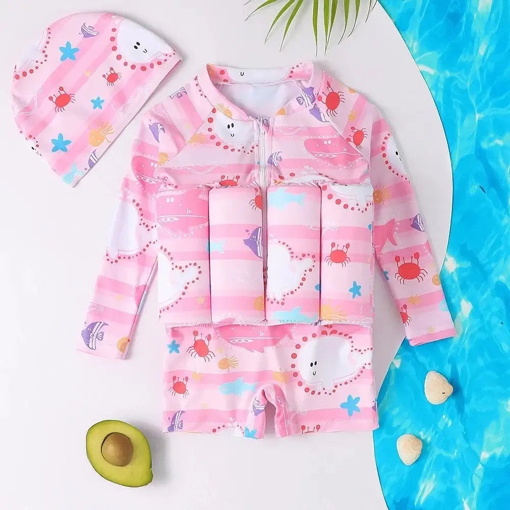 FlutuBoya - Roupa de Banho com Boias Internas FlutuBoya - Roupa de Banho com Boias Internas Criativaê Manga Longa Rosa 12 - 18 Meses - 44cm