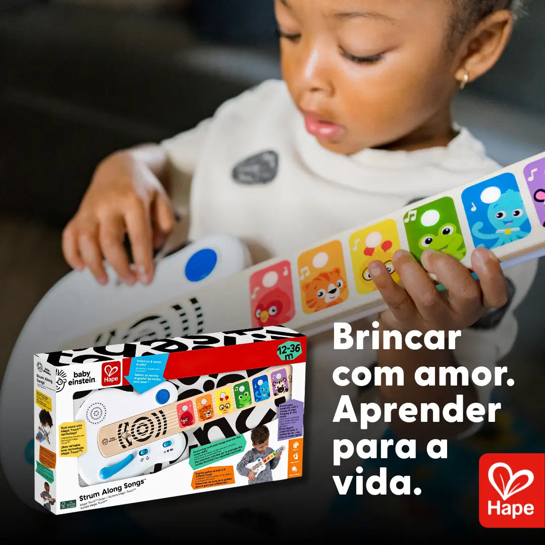 Guitarra Infantil Brinquedo Musical Educativo de Madeira com Magic Touch â Hape Baby Einstein