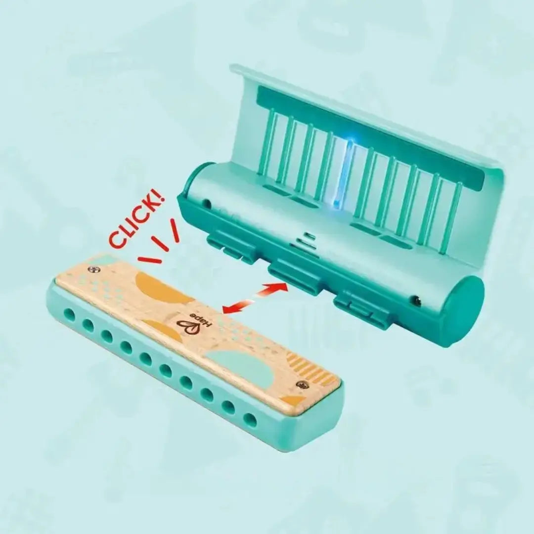 Gaita Infantil Educativa de Madeira com Luzes Guia, Músicas e Bateria Recarregável – Hape