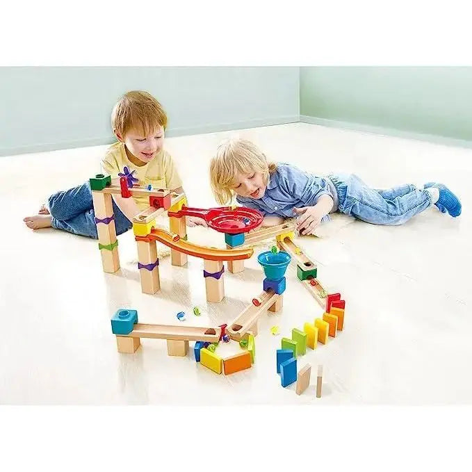 Pista de Corrida de Bolinhas de Gude de Madeira DIY com Dominó e Sino | HAPE