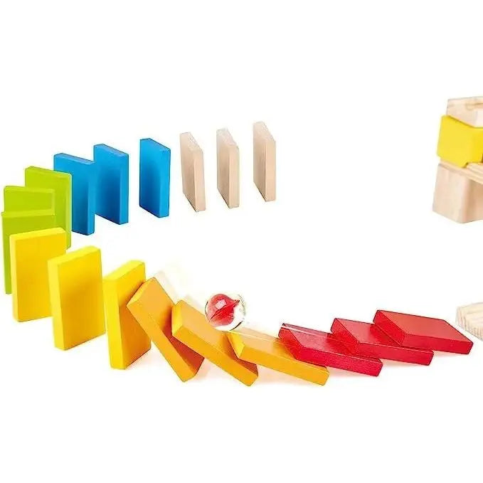 Pista de Corrida de Bolinhas de Gude de Madeira DIY com Dominó e Sino | HAPE