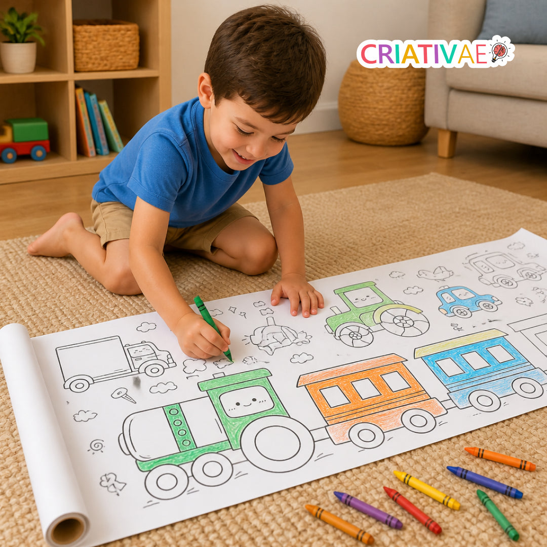 Bobina Criativa Criativaê - Rolo de Colorir de 3 Metros com Mais de 1000 Desenhos Coláveis