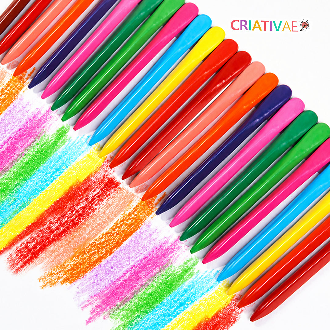 Giz Clean Criativaê - Kit de Giz de Cera Anatômico Antiaderente e Atóxico