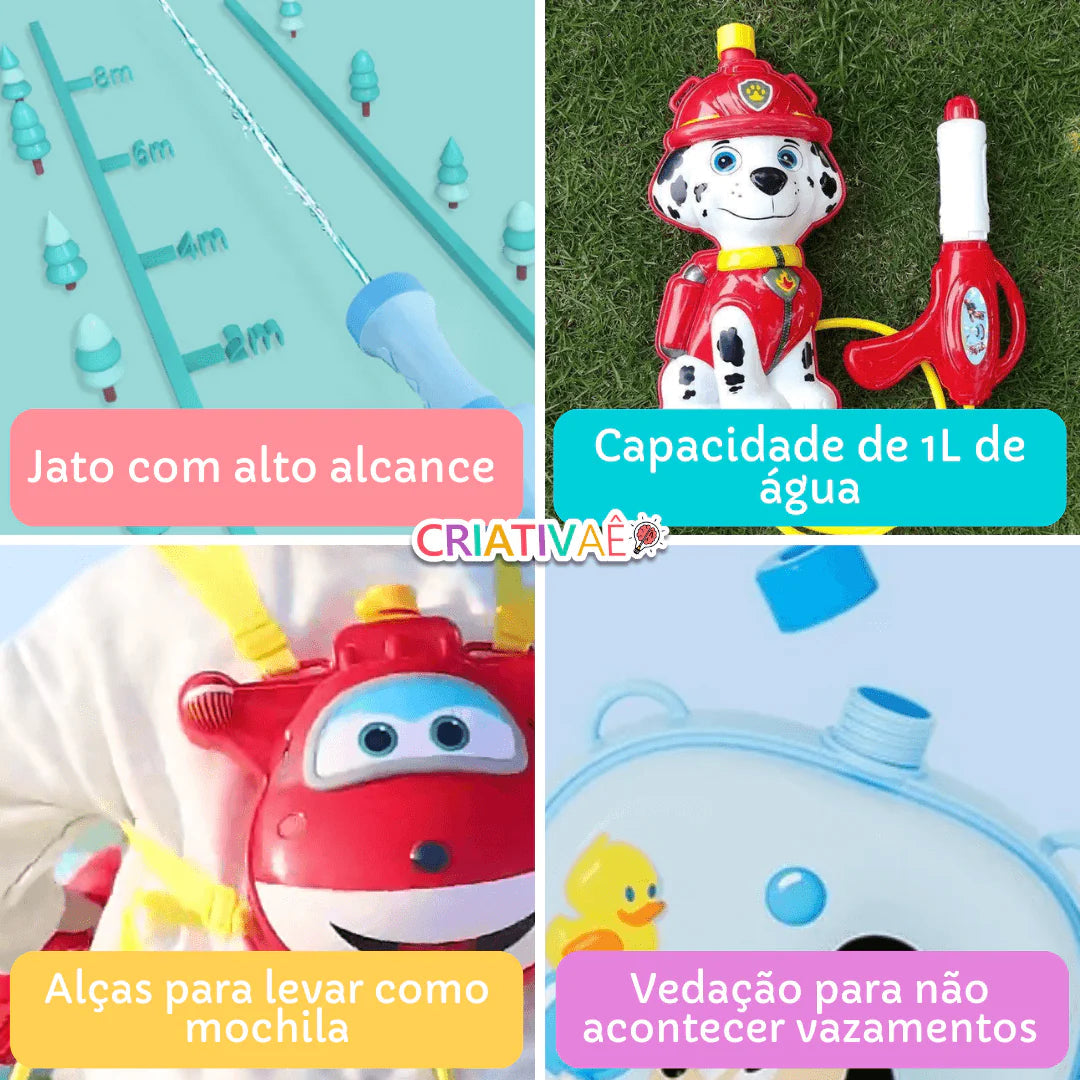 Áqua Blast - Mochila Recipiente com Aspersor de Água + Brinde Exclusivo 3+ Criativaê