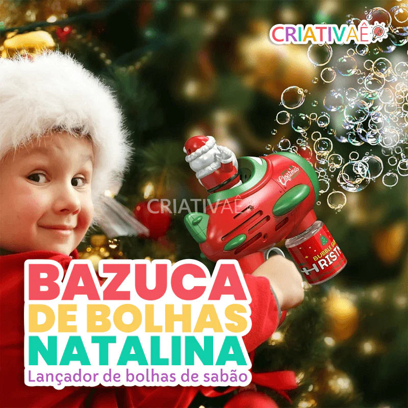 Bazuca de Bolhas Natalina - Lançador de Bolhas de Sabão+ Brinde Exclusivo 3+ Criativaê
