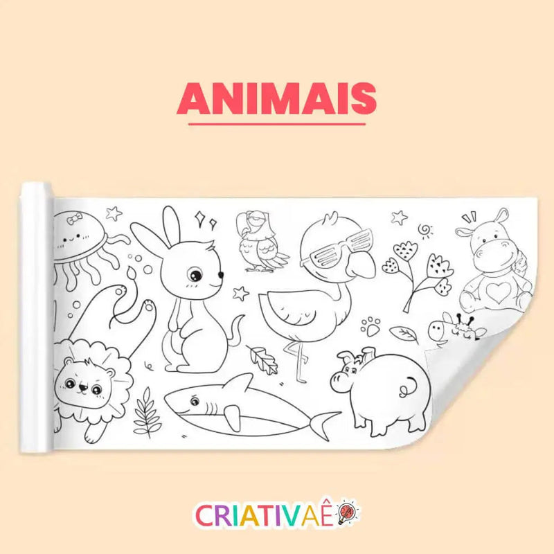 Bobina Criativa de Desenhos (3 Metros e mais de 1000 Desenhos) + Brinde Exclusivo 3+ Criativaê Animais 