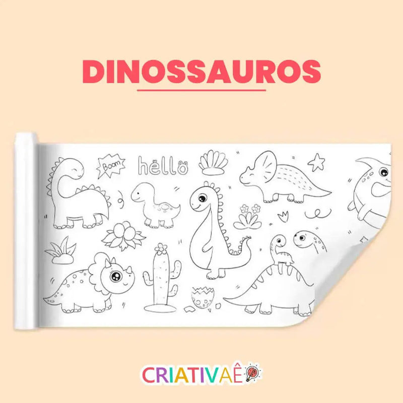 Bobina Criativa de Desenhos (3 Metros e mais de 1000 Desenhos) + Brinde Exclusivo 3+ Criativaê Dinossauros 