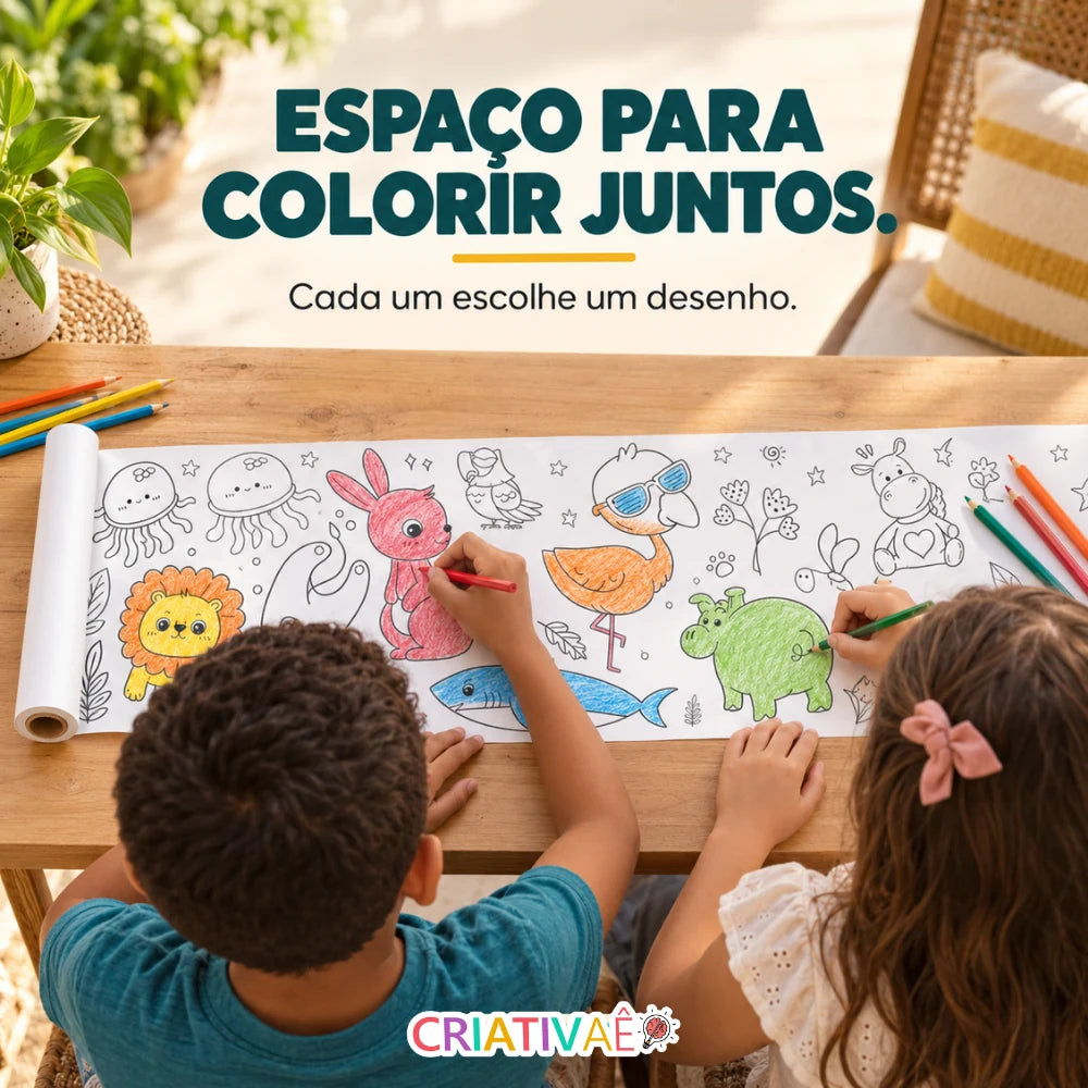 Bobina Criativa Criativaê - Rolo de Colorir de 3 Metros com Mais de 1000 Desenhos Coláveis