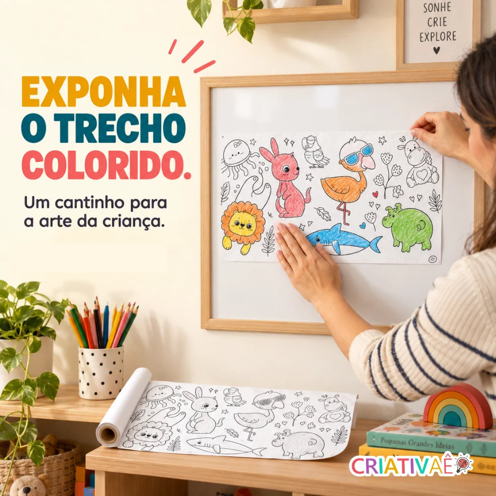 Bobina Criativa Criativaê - Rolo de Colorir de 3 Metros com Mais de 1000 Desenhos Coláveis