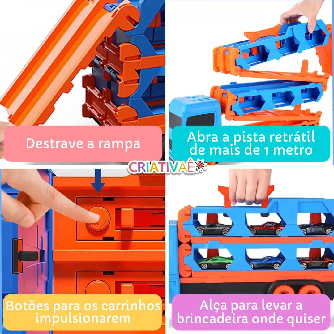 CegCar Blaster - Caminhão Cegonha com Pista Retrátil CegCar Blaster - Caminhão Cegonha com Pista Retrátil Criativaê