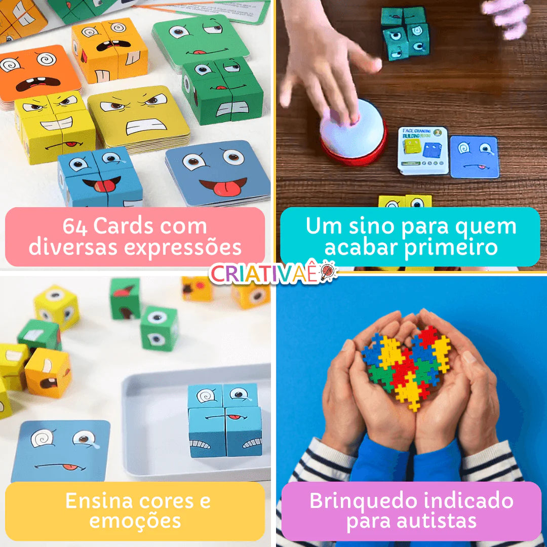 Expressadinho - Cubo Jogo de Expressões Faciais + Brinde Exclusivo 3+ Criativaê