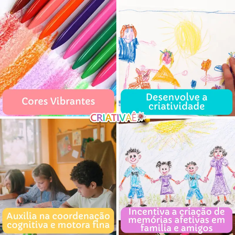 Giz Clean - KIT Giz de Cera Especial Antiaderente Atóxico Giz Clean - KIT Giz de Cera Especial Antiaderente Atóxico Criativaê