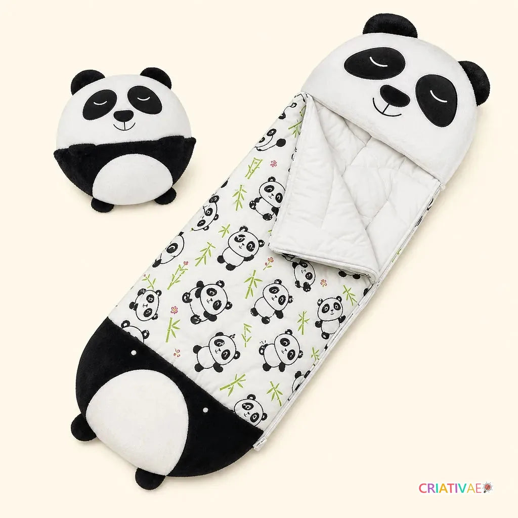 Happy Soneca saco de dormir infantil 3 em 1 de bichinho com travesseiro de pelúcia