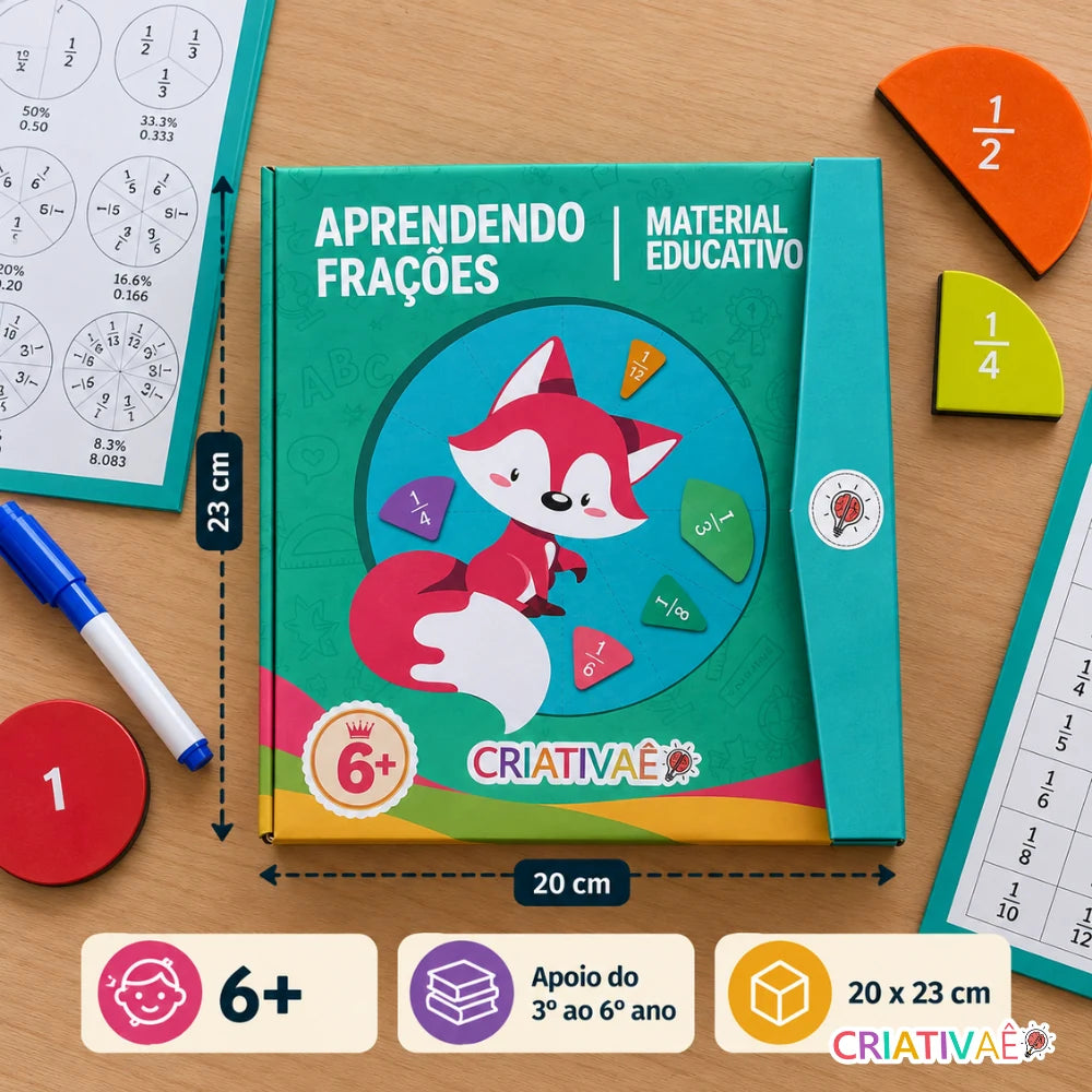 Fraciona Criativaê™ — Kit Didático Magnético com 102 Peças para Aprender Frações na Prática