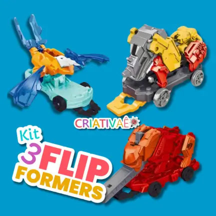 Kit 3 Flip Formers - Carrinhos Transformers Animais Kit 3 Flip Formers - Carrinhos Transformers Animais Criativaê 