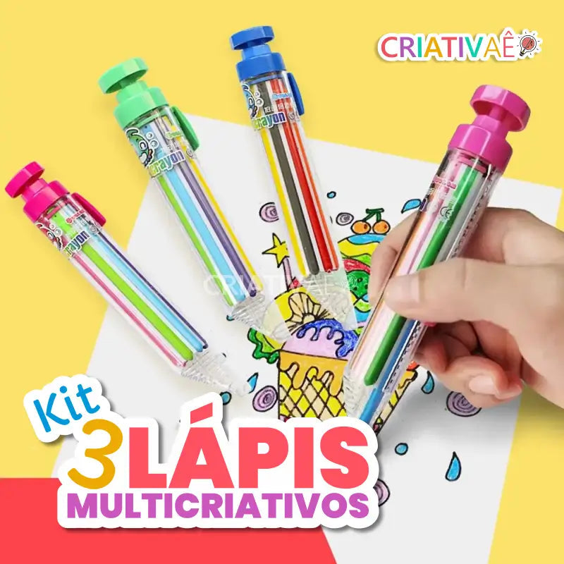 Kit 3 Lápis Multicriativos 3+ Criativaê