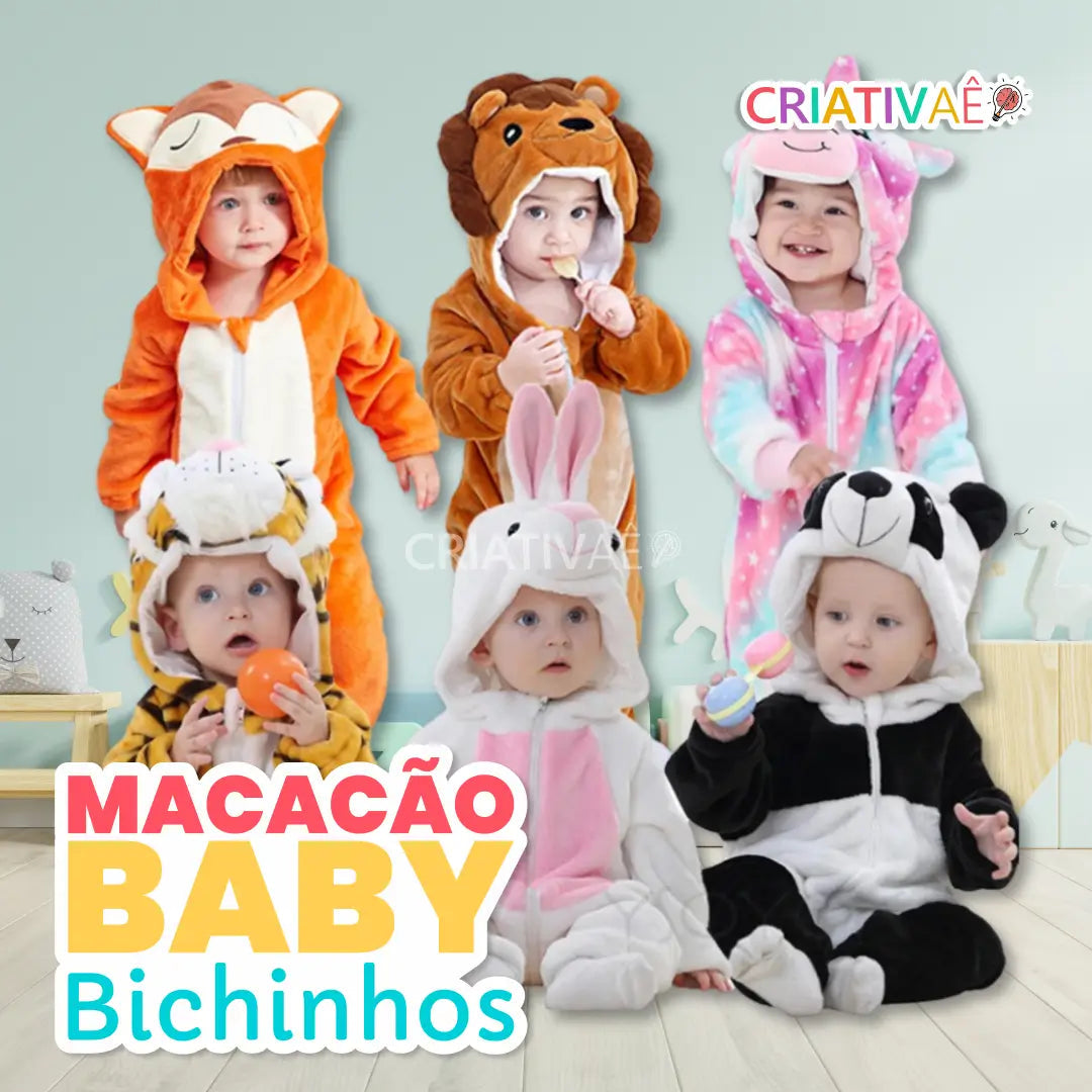 Macacão Baby Bichinhos Criativaê - Tecido Premium Resistente e Antialérgico Macacão Baby Bichinhos Criativaê - Tecido Premium Resistente e Antialérgico Criativaê