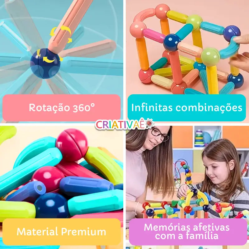 Magna Kids - Conjunto de Bolas e Hastes Magnéticas Criativaê Magna Kids - Conjunto de Bolas e Hastes Magnéticas Criativaê Criativaê