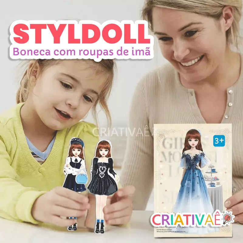 Styldoll - Boneca Fashionista Roupas Magnéticas + Brinde Exclusivo 3+ Criativaê 