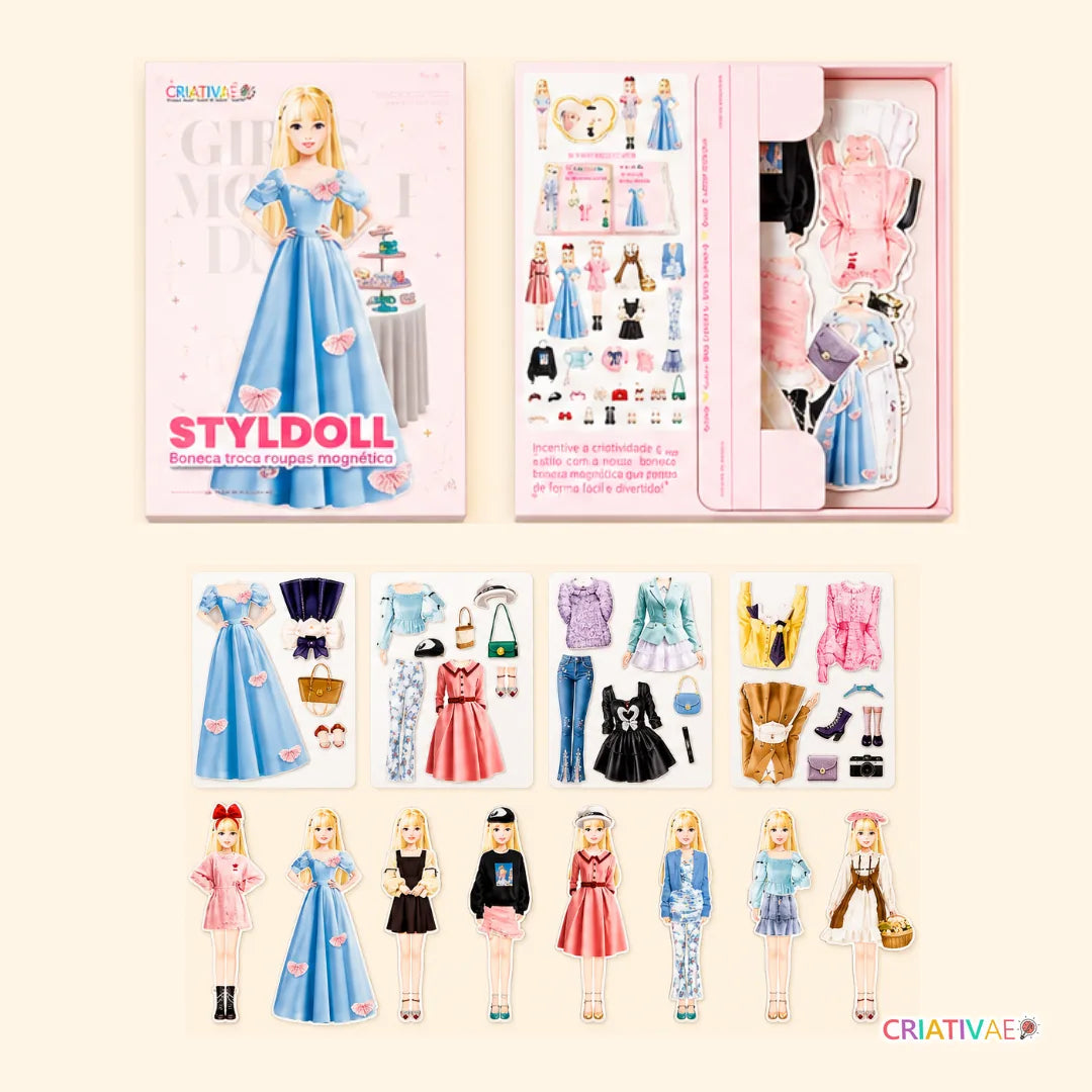 Styldoll - Nova Boneca Fashionista com Roupas Magnéticas