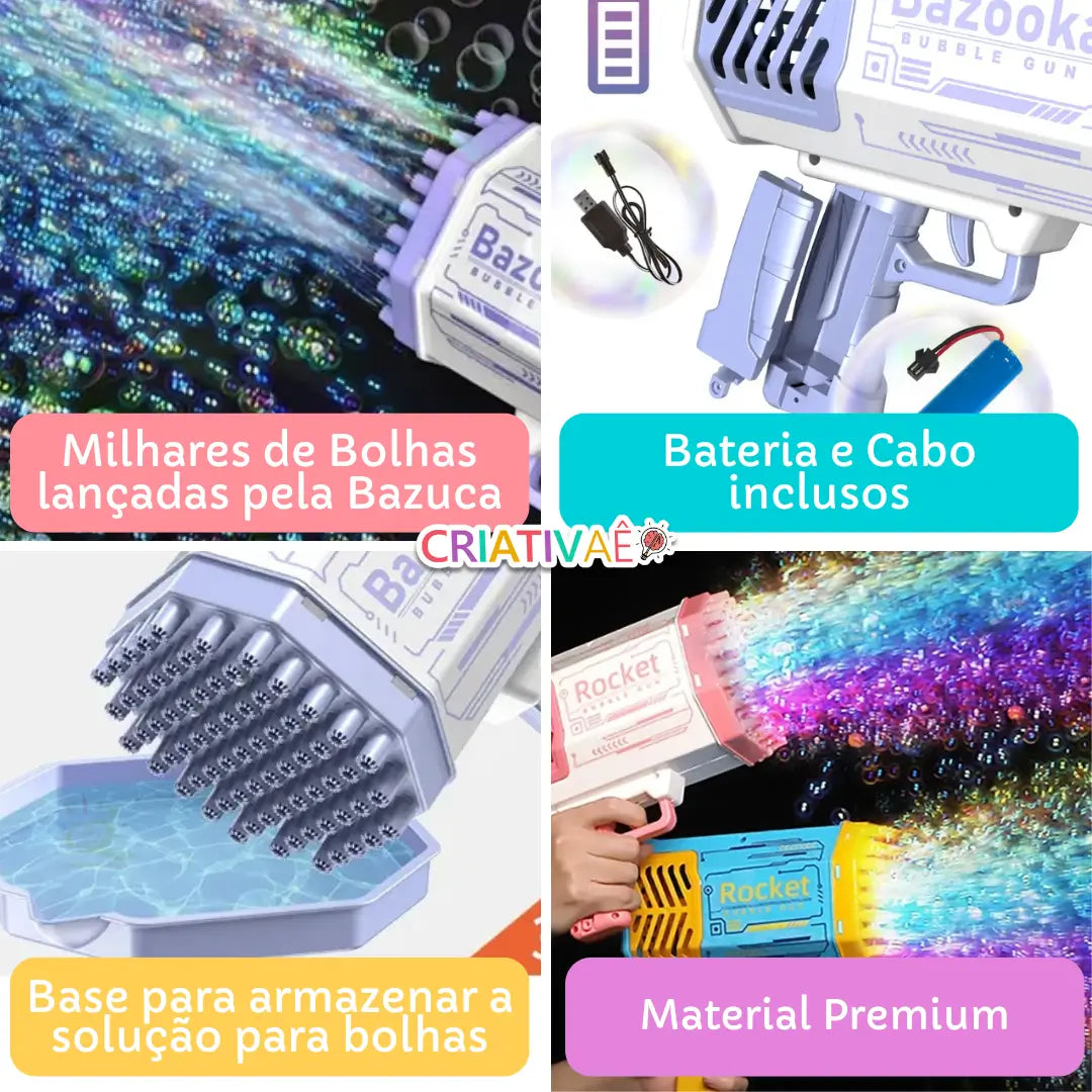 Super Bazuca de Bolhas de Sabão + Brinde Exclusivo Bazuca de Bolhas de Sabão Criativaê