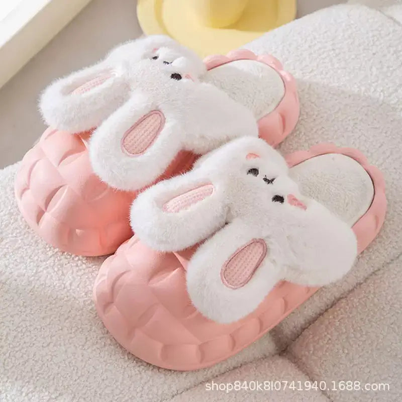 2022 Winter Cartoon Plush Slippers Surface Waterproof Indoor Slippers Warm Plush Lining Removable Women's Shoes Christmas Gift 0 Criativaê Pink 36-37