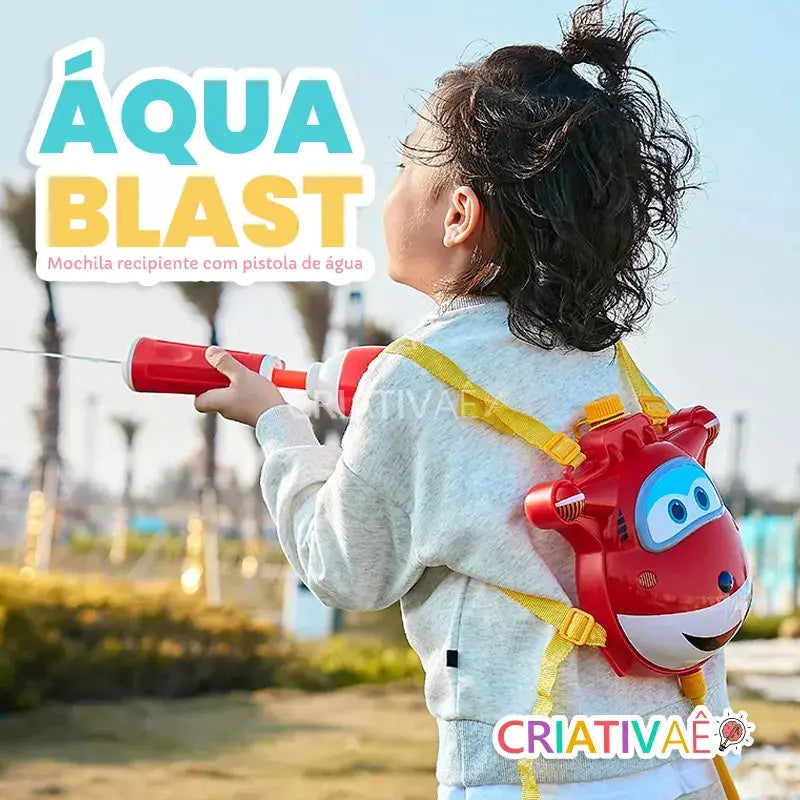 Áquablast - Mochila recipiente com pistola de água + Brinde exclusivo 3+ Criativaê 