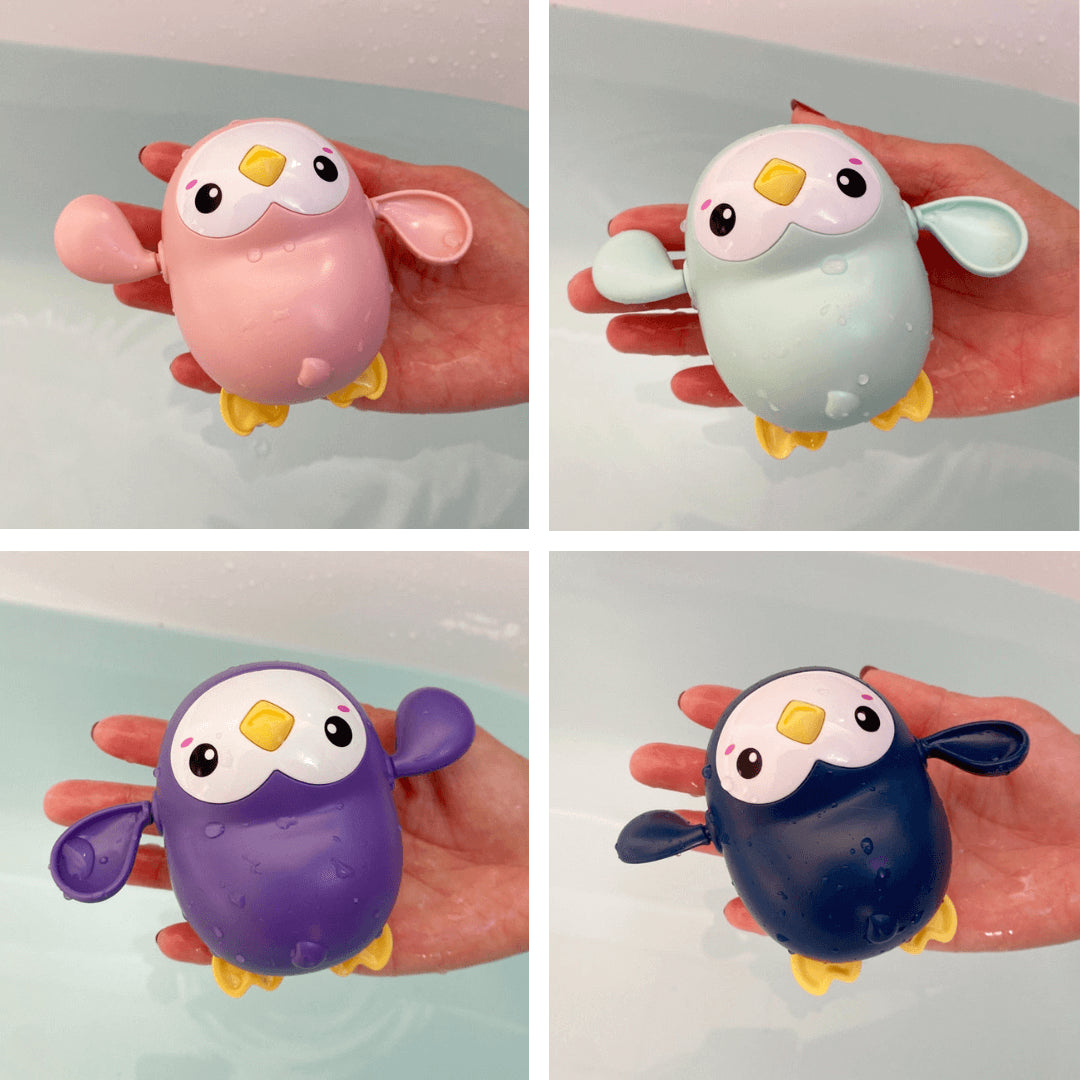 Brinquedo de Banho para Crianças Bichinhos Nadadores - Tartarugas, Sapinhos, Pinguins e Patinhos Criativaê 4 Pinguins
