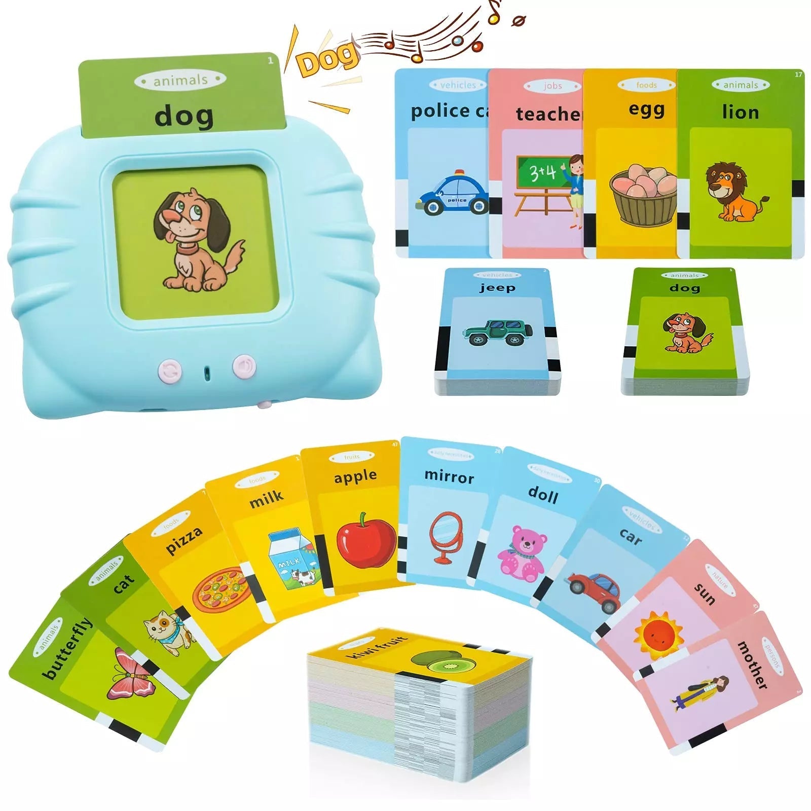 Card Kids™ - Cards Falantes Educacionais para Desenvolvimento Cognitivo e Linguístico - 224 palavras I&C 3 Criativaê AZUL