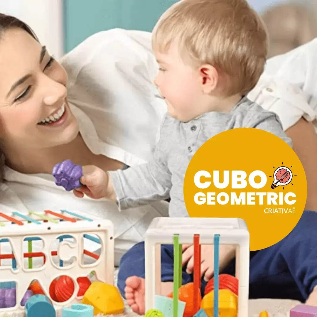 Cubo Geometric - Brinquedo Desenvolvimento Sensorial Montessori I&C 3 Criativaê