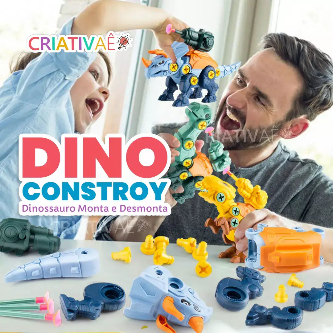 Dino Constroy - Dinossauro Infantil Monta e Desmonta I&C 3 Criativaê