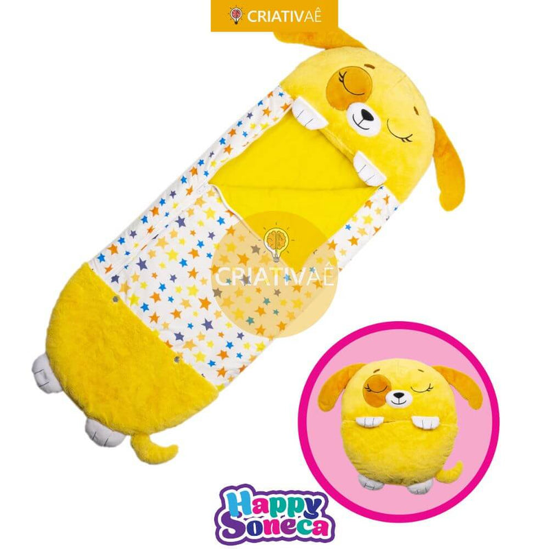 Happy Soneca - Saco de Dormir Infantil 3 em 1 Criativaê I&C 3 Criativaê Cachorro Amarelo 135cm 