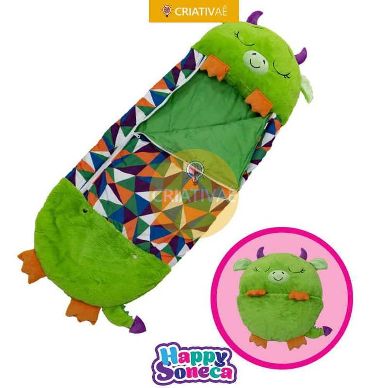 Happy Soneca - Saco de Dormir Infantil 3 em 1 Criativaê I&C 3 Criativaê Dragão Verde 135cm 