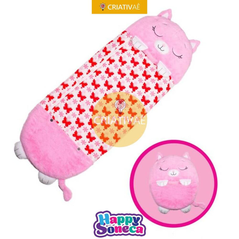 Happy Soneca - Saco de Dormir Infantil 3 em 1 Criativaê I&C 3 Criativaê Gatinha Rosa 135cm 