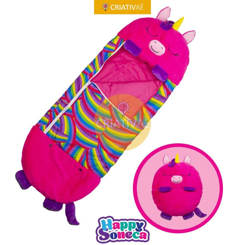 Happy Soneca - Saco de Dormir Infantil 3 em 1 Criativaê I&C 3 Criativaê Unicórnio Pink 135cm 