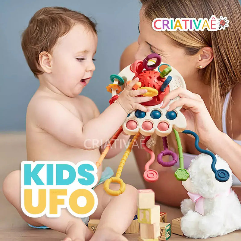 Kids UFO- Brinquedo Sensorial Montessori 3 em 1 + Brinde Exclusivo 0-2 Criativaê 
