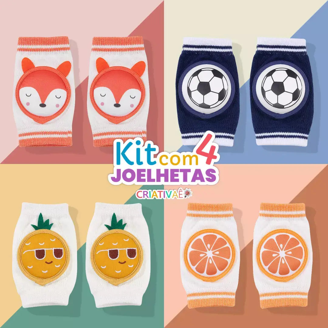 Kit com 4 Joelhetas - Joelheiras de Tecido Respirável Acolchoado + Brinde Exclusivo Criativaê
