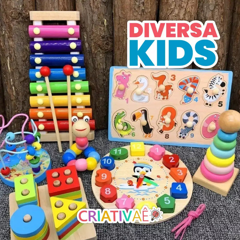 KIT com 7 Brinquedos Educacionais Montessori - Diversa Kids I&C 3 Criativaê 