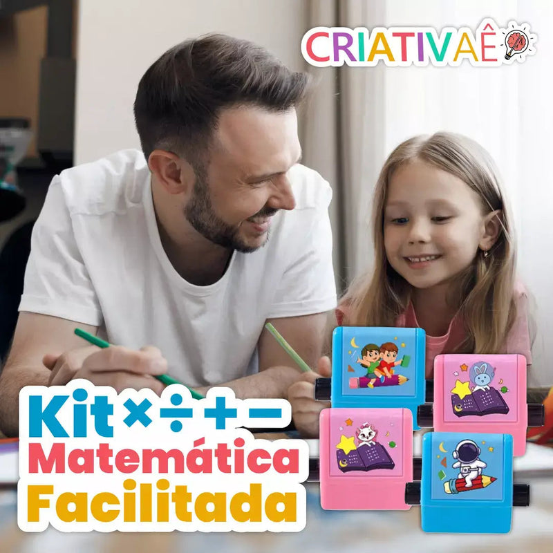 Kit Matemática Facilitada (4 Carimbos Matemáticos com 4 Cartuchos de Tinta e Estojo) + Brinde Exclusivo I&C 3 Criativaê 
