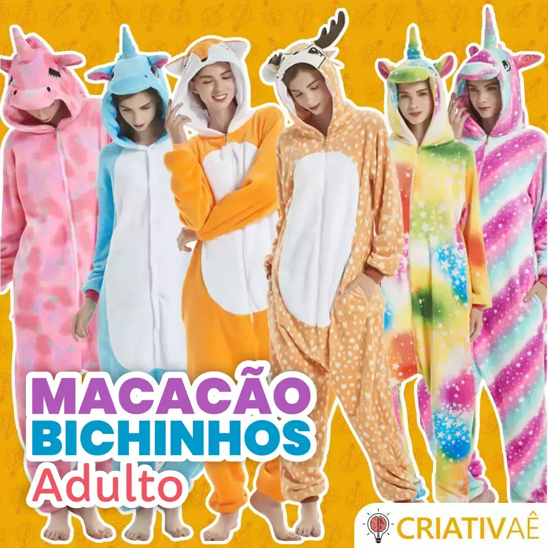 Macacão Criativaê Bichinhos - Adulto I&C 3 Criativaê