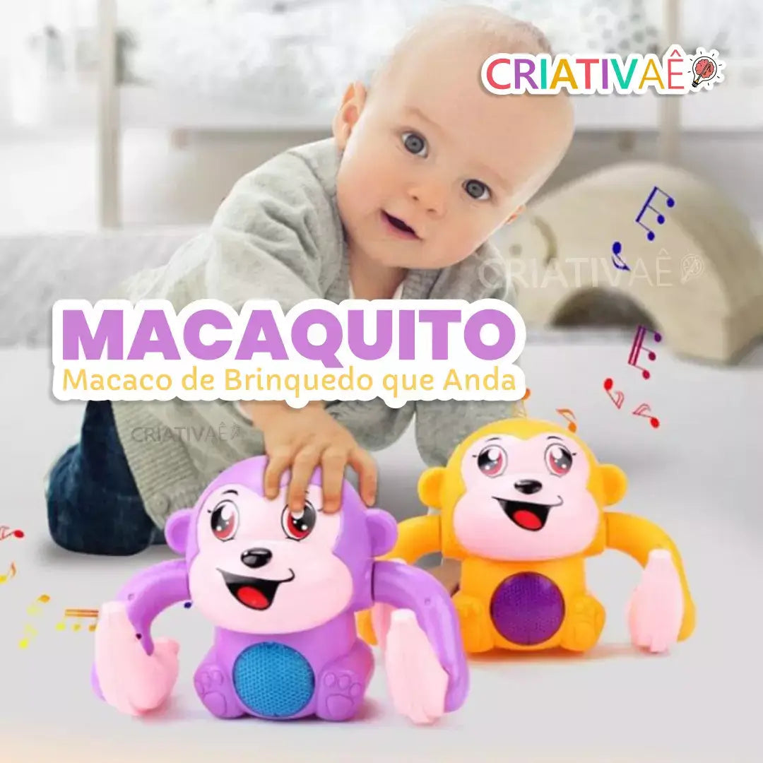 Macaquito - Macaco de Brinquedo que Anda + Brinde Exclusivo 0-2 Criativaê